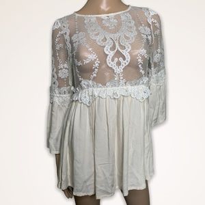 For love and lemons lace dress sheer top XS
